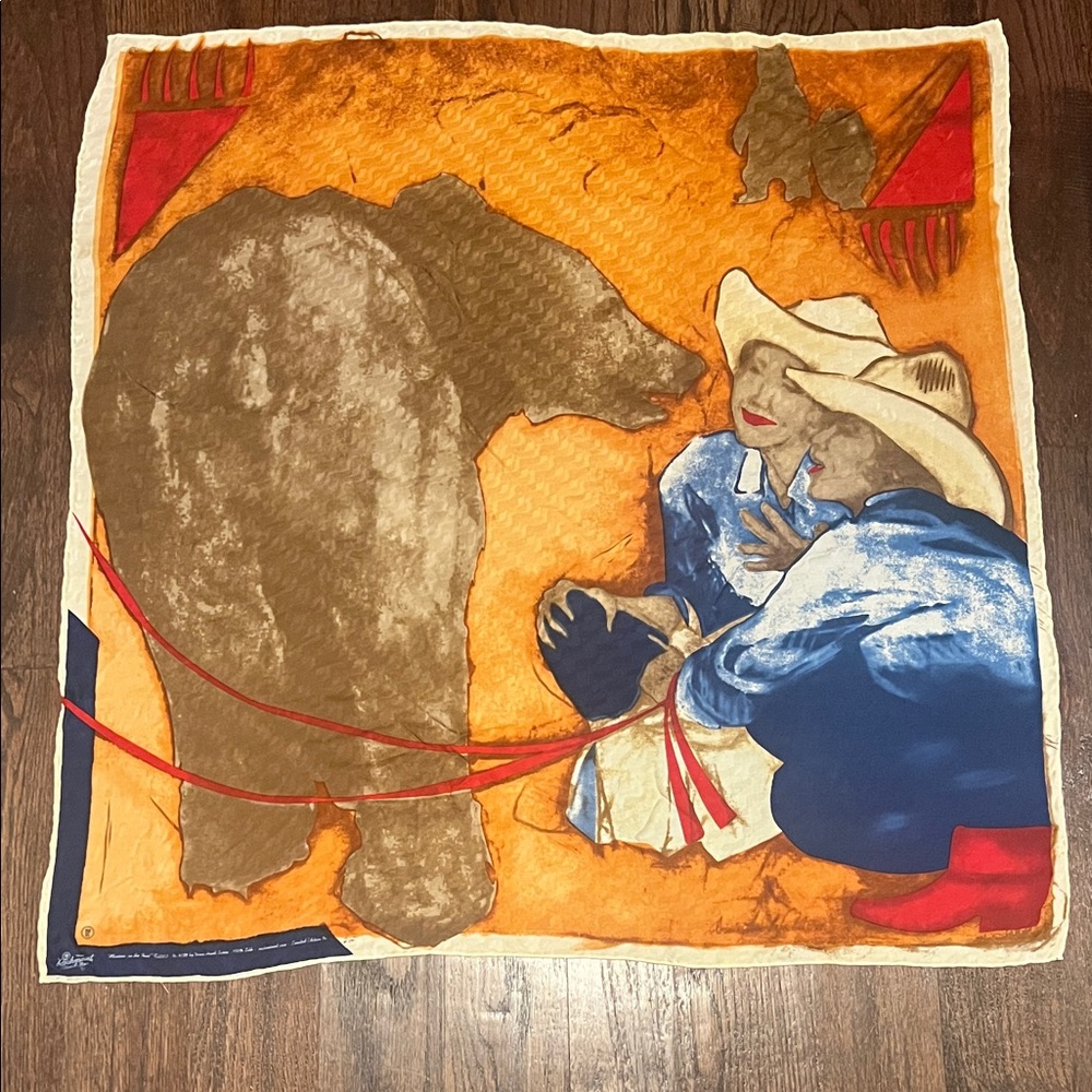 Vintage Rockmount Ranch Wear Silk Scarf “Market on the Trail” 2003 Western Art